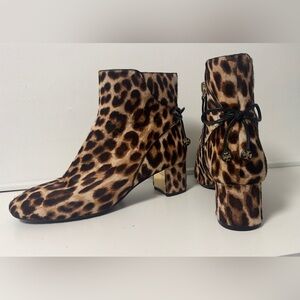 Tory Burch Leopard Print Ankle Boots in Brown and Black